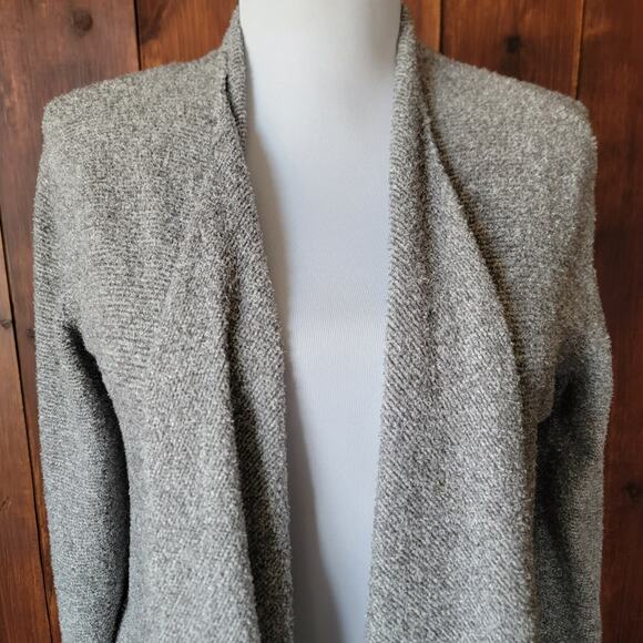 Barefoot Dreams Bamboo Chic Lite Cardigan S/M Heather Gray Open Front Waterfall - Picture 3 of 11